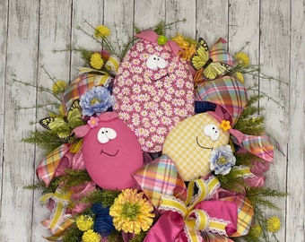 Egg Sisters Wreath, Easter Egg Wreath, Spring Wreath, Spring Front Door Decor, Easter Decor