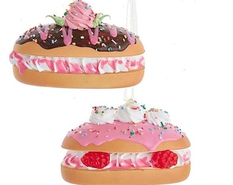 Kurt Adler Foam Eclair Set of 2, Sweet Decor, Valentine Tree Decor, Valentine&#39;s Day Tiered Tray Decor, Fake Eclair