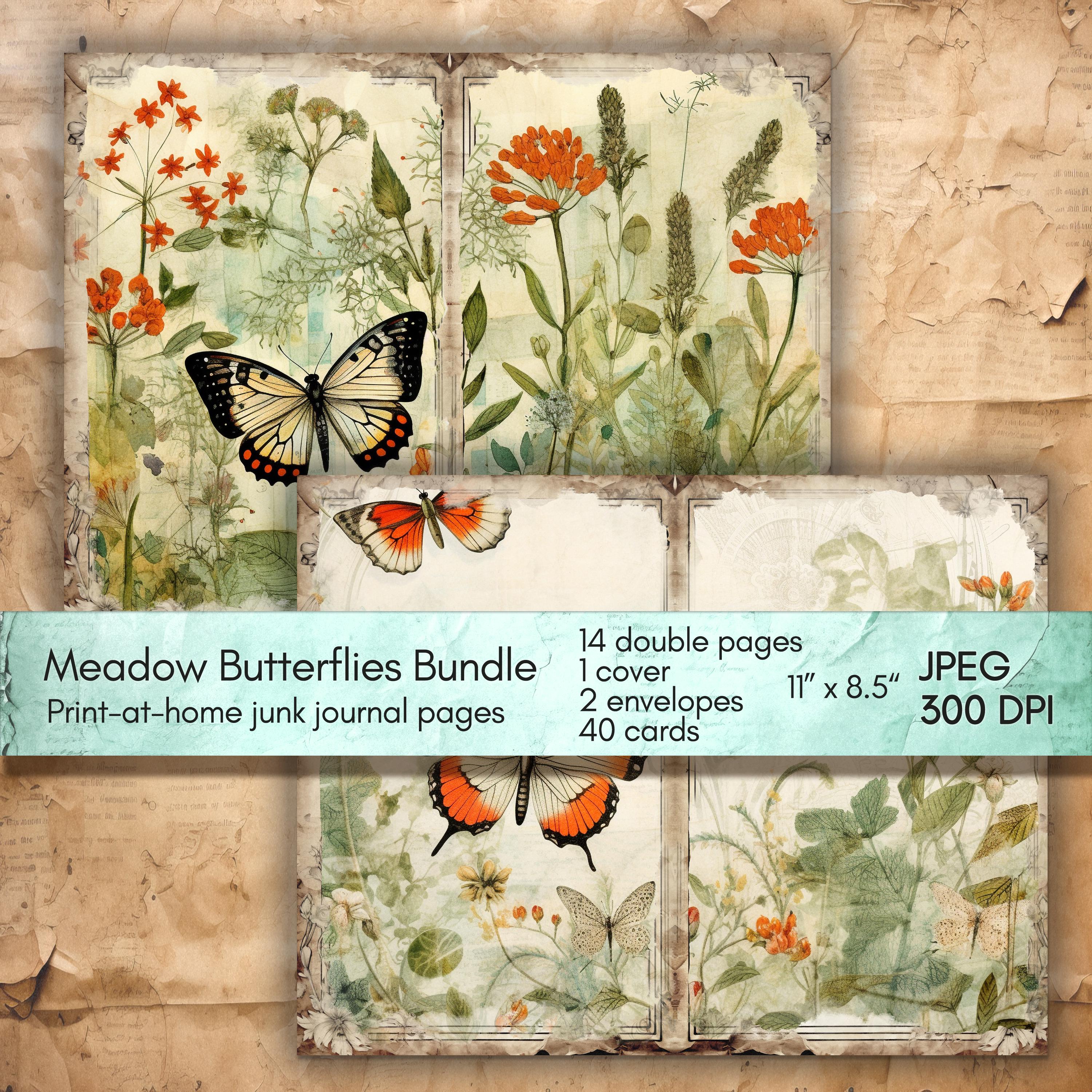 Vintage Butterfly Junk Journal Bundle, Printable Junk Journal Paper ...