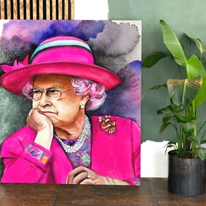 Queen Elizabeth II Printable Wall Art Digital Print Watercolor Portrait of Queen Elizabeth Print-ready art  Instant Download