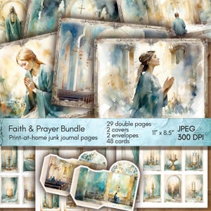 Faith Based Junk Journal Kit, Printable Prayer Journal Kit, Digital Pages, Christian Journal, Faith Ephemera, Scrapbook, Instant Download
