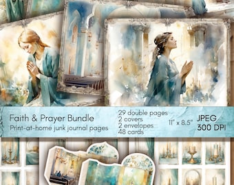 Faith Based Junk Journal Kit, Printable Prayer Journal Kit, Digital Pages, Christian Journal, Faith Ephemera, Scrapbook, Instant Download