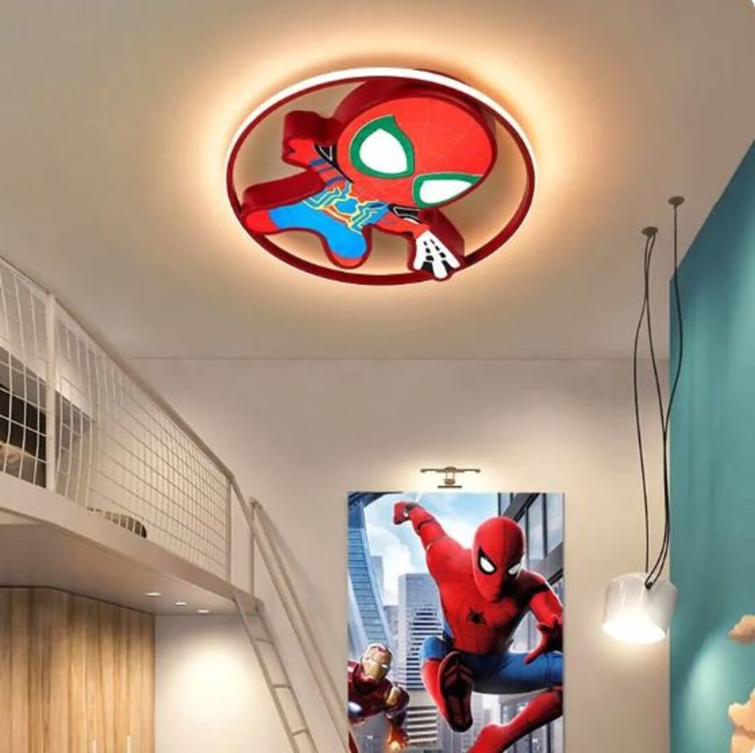 Spiderman Light Spiderman Ceiling Light Spiderman Bedroom Etsy