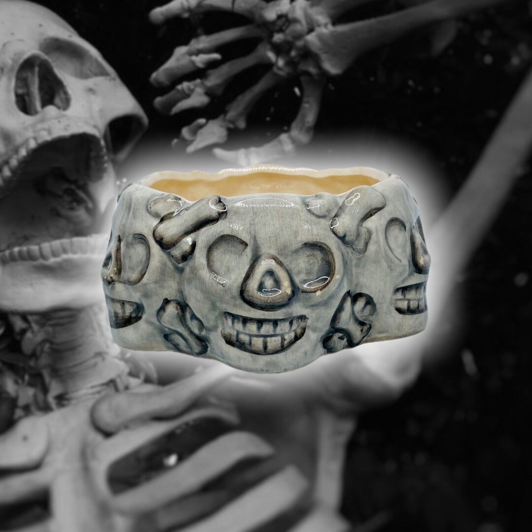 Vintage Ceramic Halloween Skull Bowl Etsy