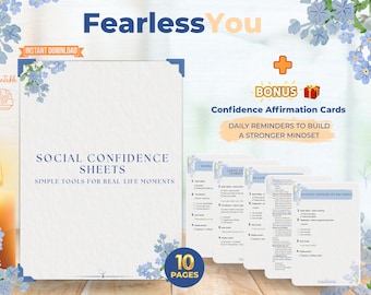 Social Confidence Sheets | Social Anxiety Workbook, Overthinking Printable PDF (Digital Download)