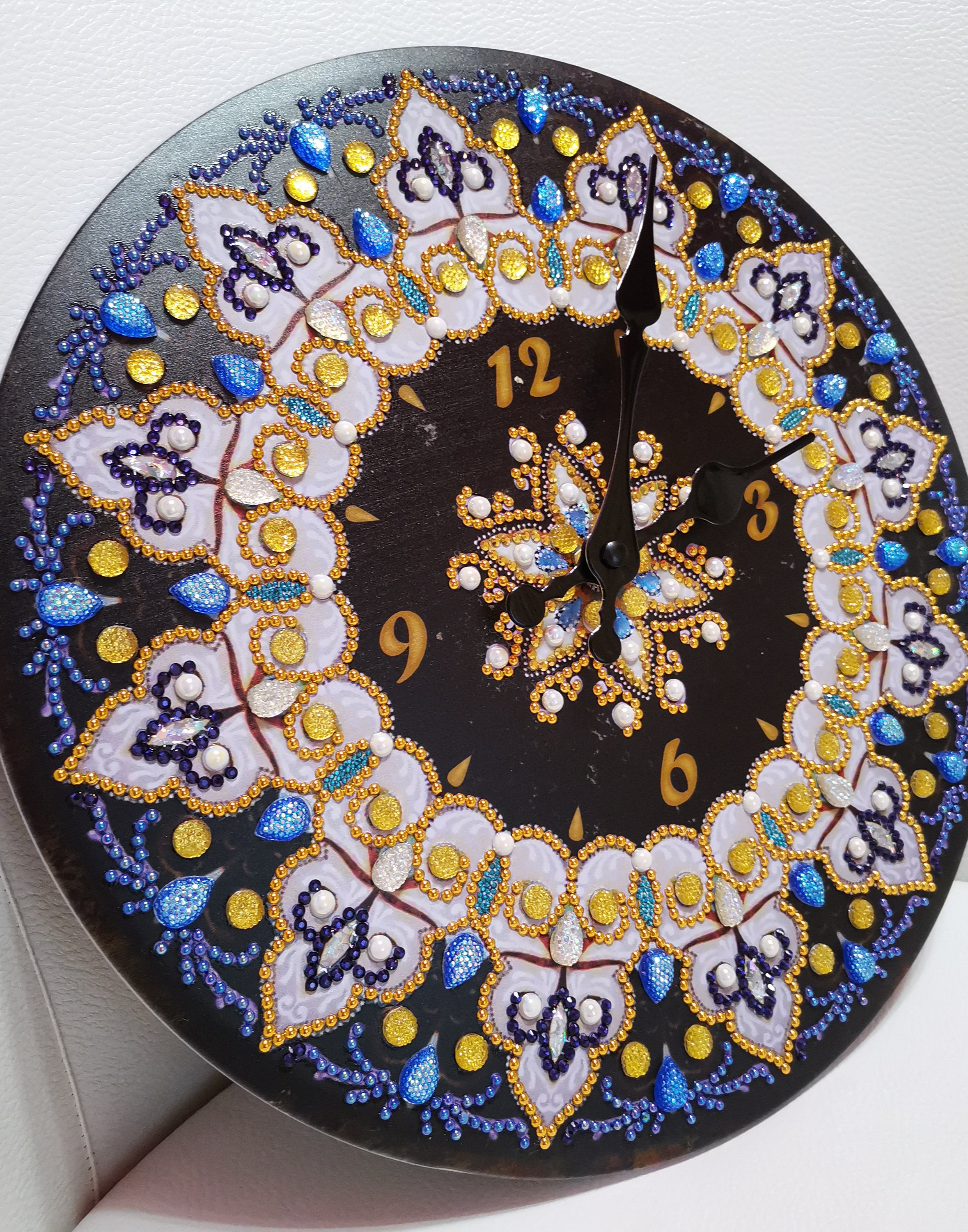 Wall clock with acrylic rhinestones Etsy