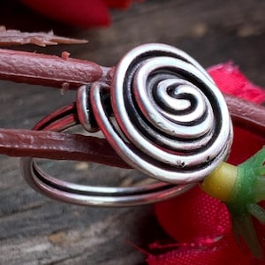 Spiral Ring for Women, Artisan Sterling Silver Plated Jewelry, Silver Whirlpool Ring, Spiral Jewelry, Silver Ring, Spiral, Ring Gift for Her