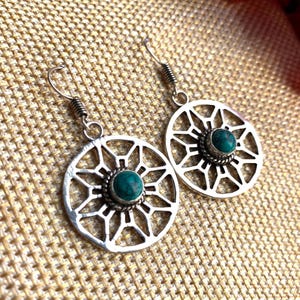 Turquoise Gemstone Earrings | Boho Dangle Earrings | Tribal Style Handmade Jewelry