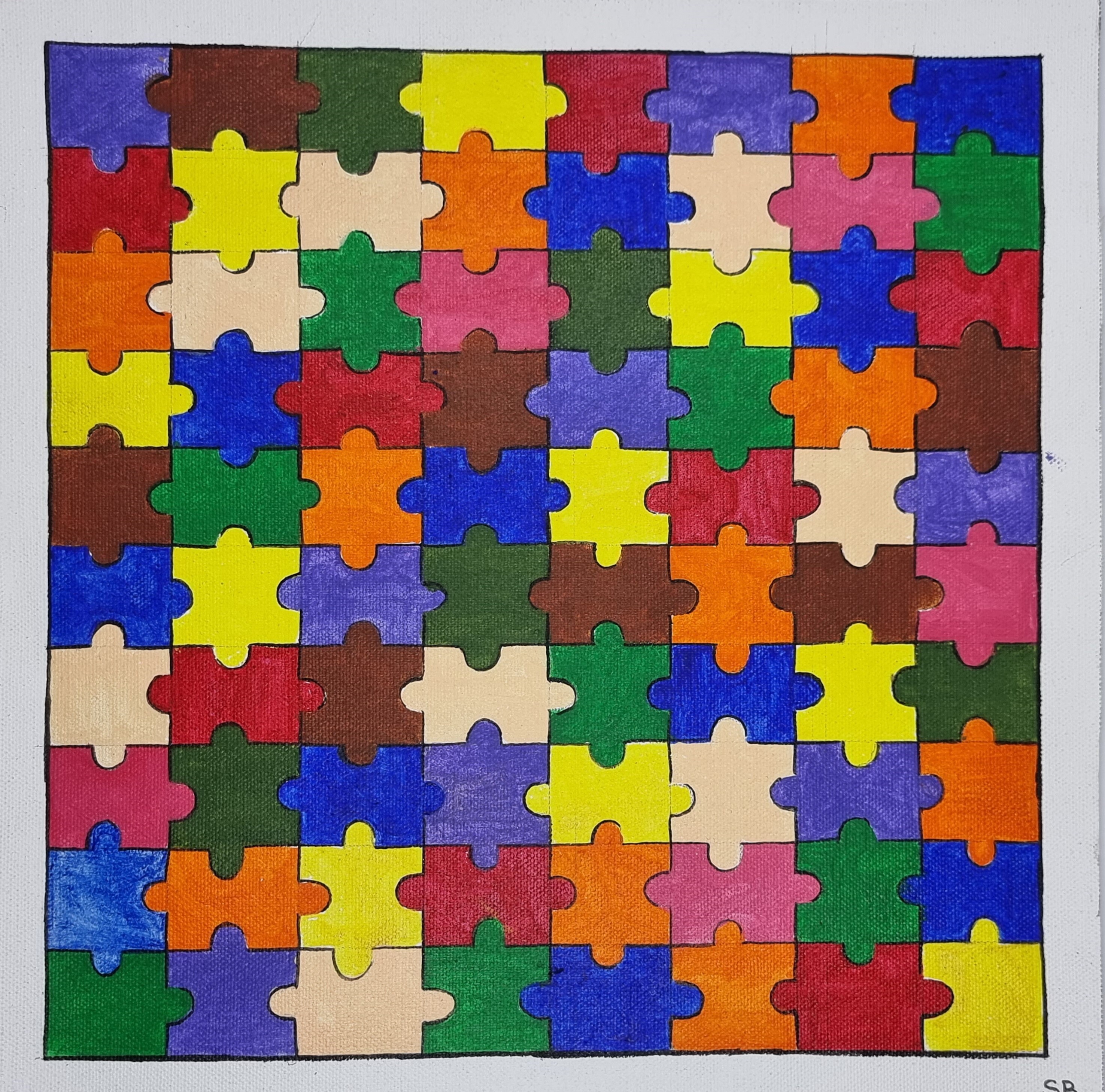 Acryl auf Leinwand bunt PUZZLE Stücke Moderne Kunst für | Etsy