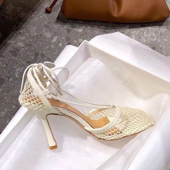 Crystal handmade woven intrecciato sandal shoes stretch high heel shoes mesh and nappa sandals with an elongated squared toe Shoes Womens Shoes Sandals Barefoot Sandals 
