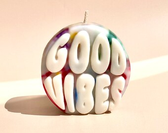 Good Vibes Candle I Multicoloured Candle I Vegan I Pillar Candle