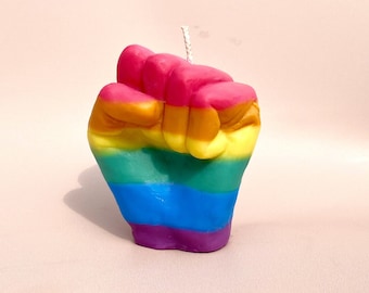 Pride I Vegan I Fist Candle I Pillar Candle I Scented Candle I Hand Candle I Black Owned I Pride Candle