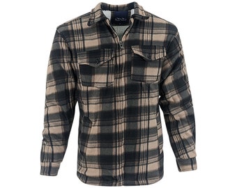 Male Padded-Shirts Quilted Fleece Lumberjack Shirt Top Coats Jackets