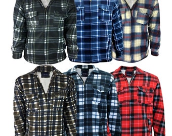 Male Padded-Shirts Quilted Fleece Lumberjack Shirt Top Coats Jackets