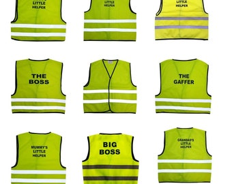 Kids High Visibility Hi Viz Safety Vest Top Hi Vis Baby Waistcoat SLOGANS/PRINTS