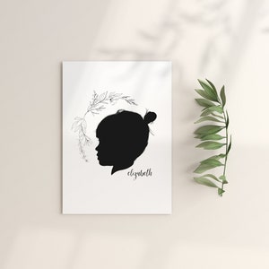 Silueta personalizada con corona floral monocroma *IMPRESIÓN DIGITAL*