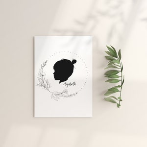 Garantizado por 12/20 Custom Silhouette w / Corona floral monocromática * IMPRESIÓN DIGITAL *