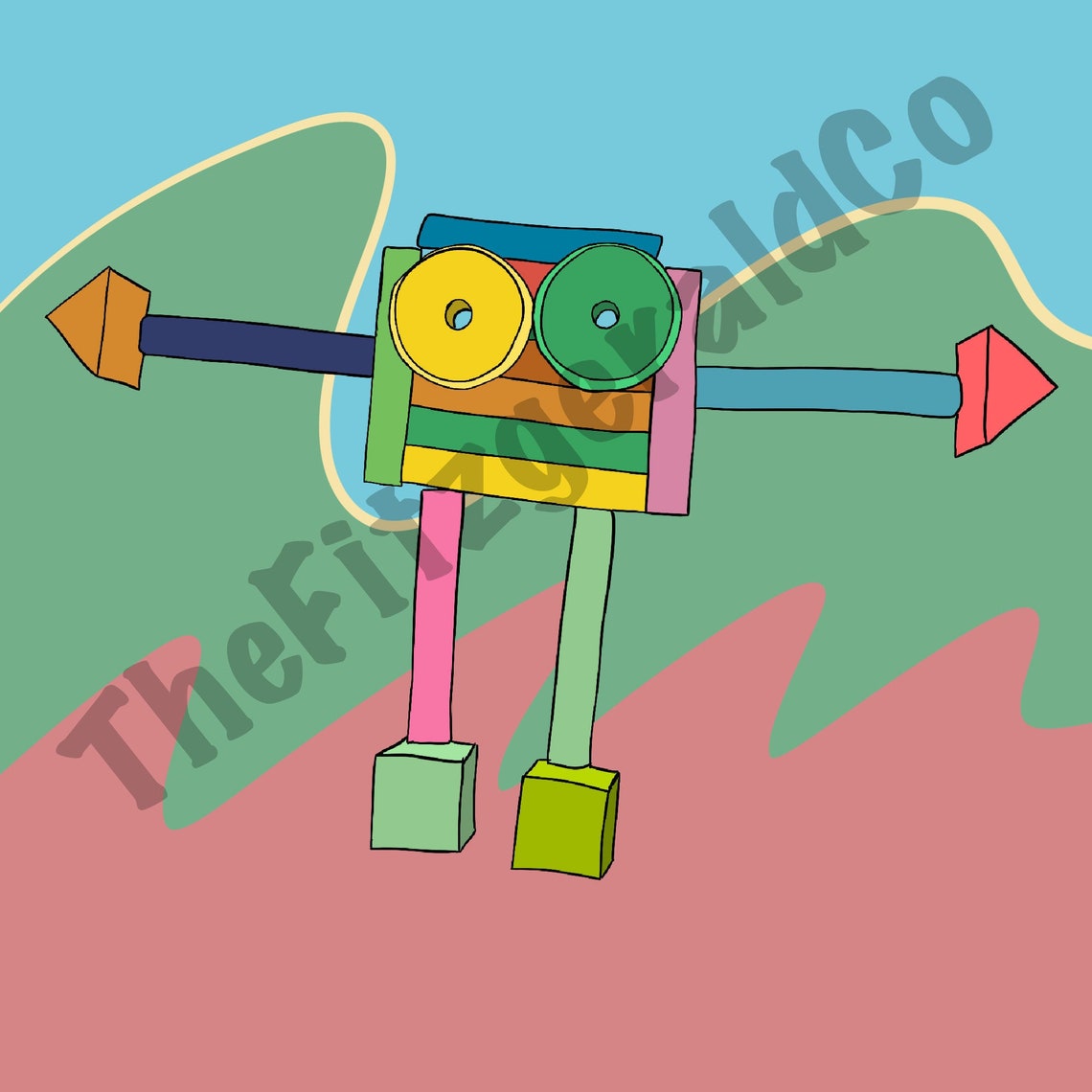 Cute Block Robot DIGITAL PRINT Etsy UK