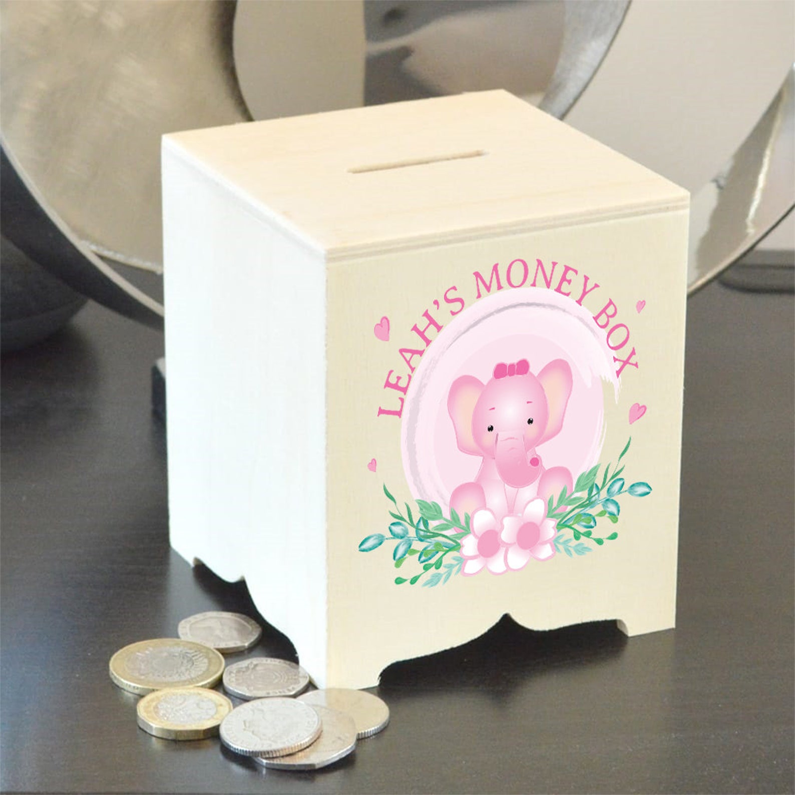 Personalised Pink Money Box Girls Piggy Bank Cute Newborn Baby Etsy UK