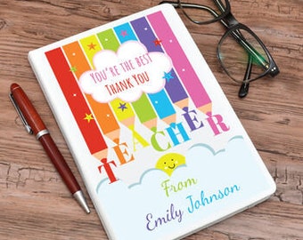 Personalised Thank You Teacher Notebook/Journal Diary Blank Pages Notepad/Colourful Design/Hardbook/Notes/EcoFriendly/15 x 21 x 2 Centimetre