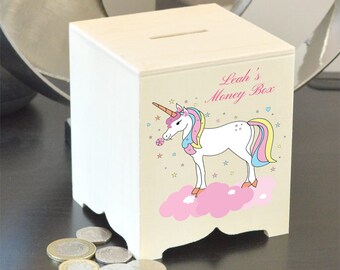 Unicorn Shaped Children's Money Box Coin Saving Piggy Bank Xmas Stocking Filler 