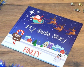 Personalised Children's Christmas Activity Book with Santa Letter, Custom Hardback, Space for 5x7 Photo, Festive Activities, Ages 5-8.