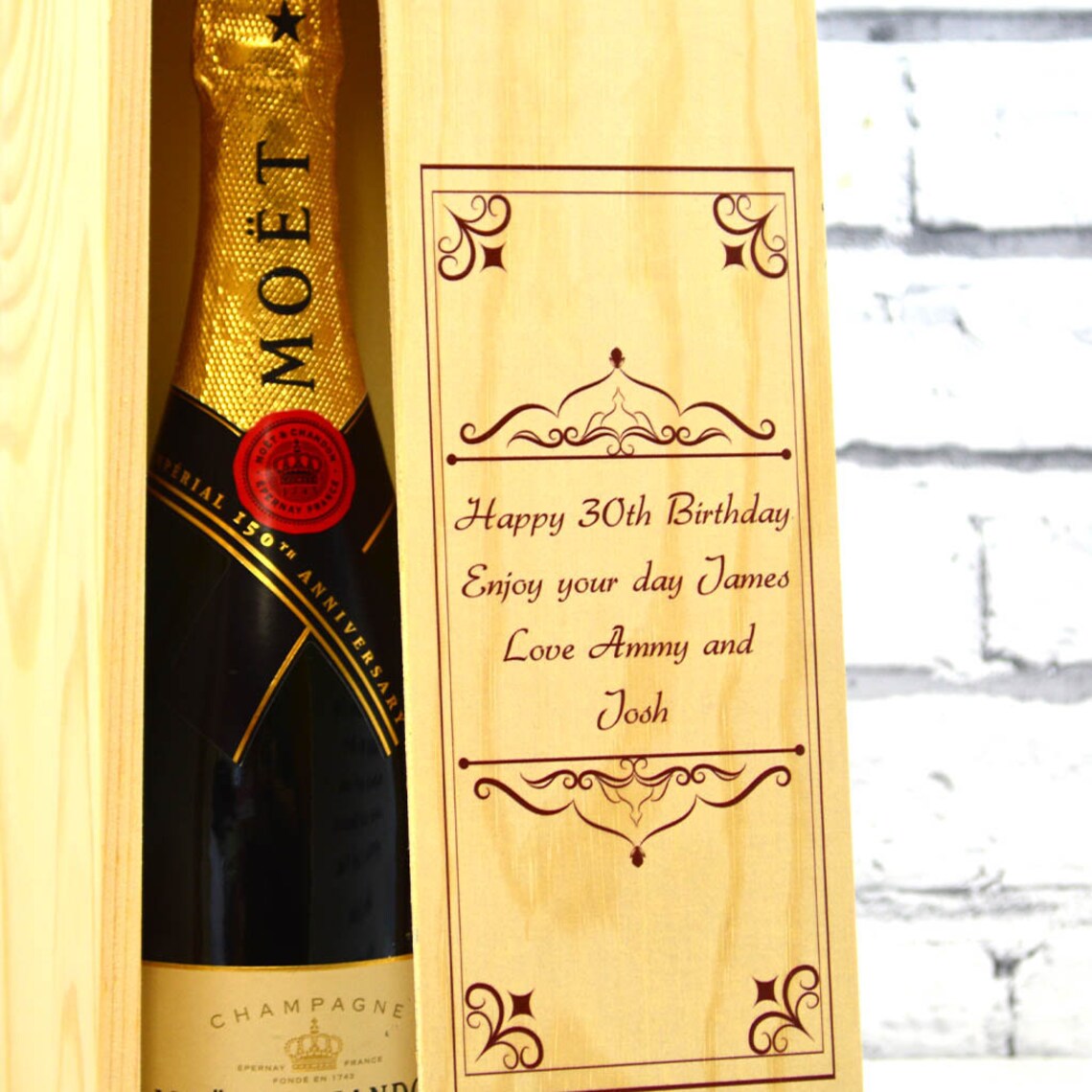 Personalised Wooden Champagne Box Engraved Gift Birthday Wine