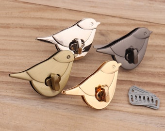 Bird Shape Bag Lock Twist Round Lock Purse Clasp Clutch Lock For Bag Making Turn Snap Purse Lock Suitcase Purse Decorative Locks