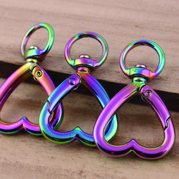 11mm Inner Rainbow Herz Drehverschluss Schlüsselanhänger Ring Lanyard Verschlüsse Drehauslöser Karabinerverschluss Seil Verschluss DIY Outdoor Rucksack Tasche Teile