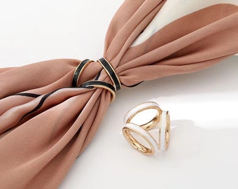 Fashion Rose Gold Plated Trio Scarf Ring Silk Scarf Buckle Clip Slide  Jewelry 