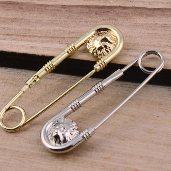 59mm Length Lion Safety Pins Brooch Pins Metal Pin Sewing Pin Larger Clothing Accessories Kilt Pins Brooch Safety Pins Bar Pins Supplies