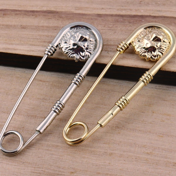 70mm Länge Löwe Sicherheitsnadeln Brosche Pins Metall Pin Nähnadel Größere Kleidung Zubehör Kilt Pins Brosche Sicherheitsnadeln Bar Pins Zubehör