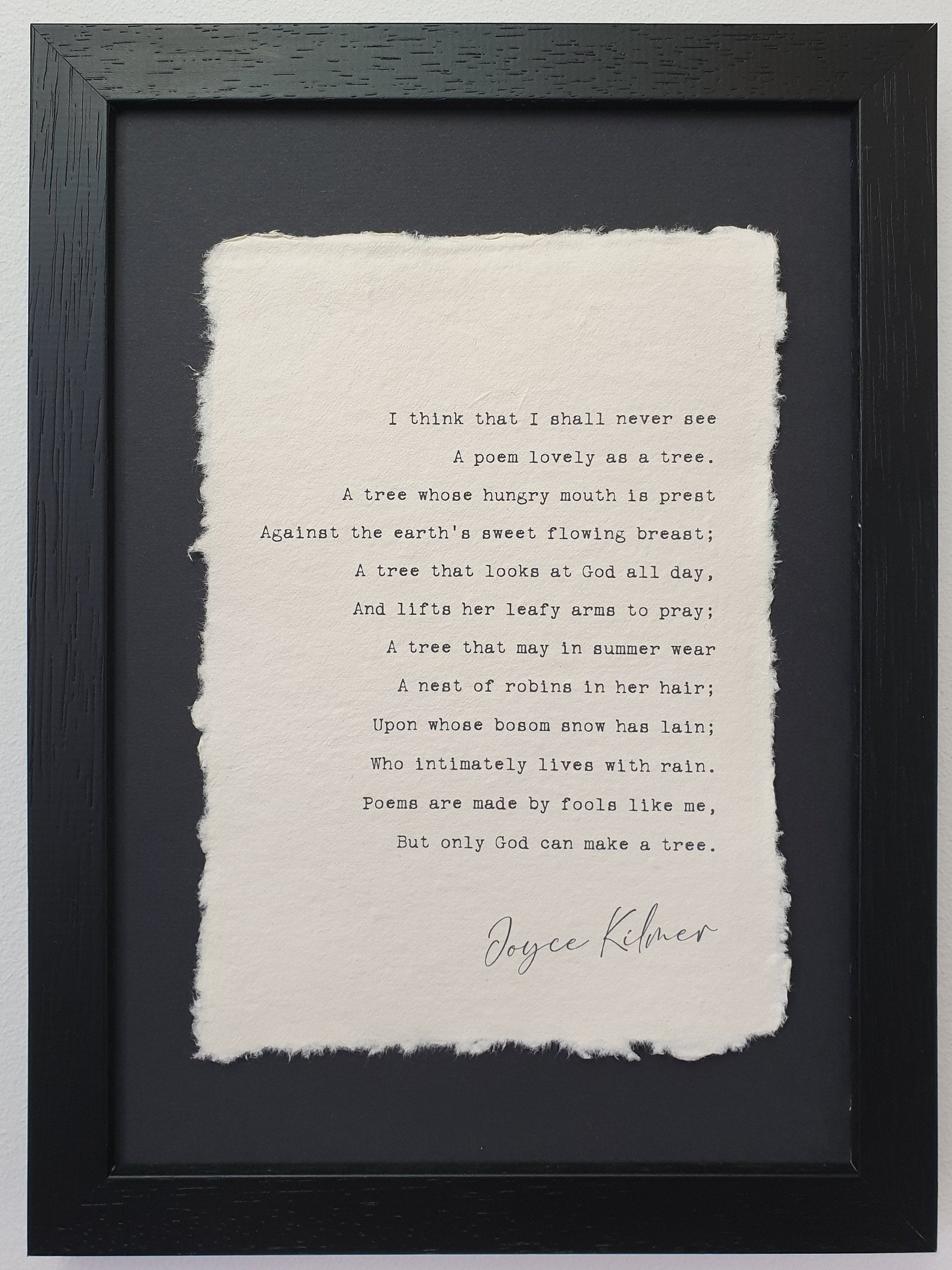 Joyce Kilmer Trees Framed Poem Unique Gift Poetry Etsy