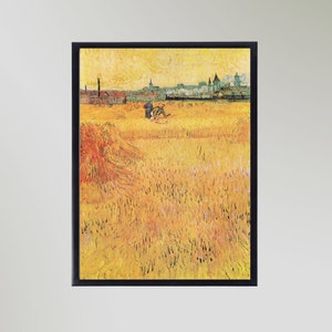 Campo de trigo con vista de Arles (1888) de Vincent Van Gogh, pintura impresa, póster, imagen, arte de pared en varios tamaños sin marco