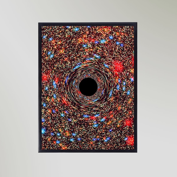 Ilustración original de un agujero negro supermasivo de la NASA. Póster de astronomía espacial para pared. Regalo disponible en varios tamaños sin marco.