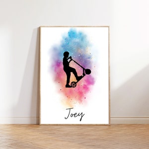 Cartaz personalizado de impressão de patinete de acrobacias, impressão de parede de skate, presente em vários tamanhos sem moldura