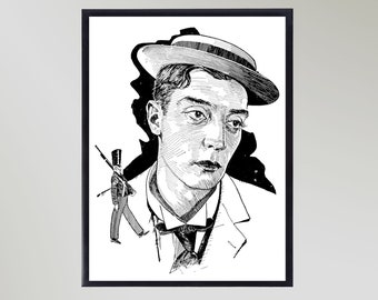 Buster Keaton Sketch Print Poster Picture Gift In Various Sizes Unframed