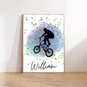 Affiche personnalisée de vélo BMX, impression murale, cadeau personnalisé en différentes tailles, sans cadre
