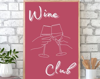 Impressão de vinho, arte de parede de vinho, impressão de cozinha de vinho, impressão de citação de clube de vinho, impressão de cozinha, impressão de vinho, impressões de vinho em vários tamanhos