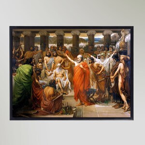 Socrates adres door Louis Joseph Lebrun (1867) schilderij print poster foto kunst aan de muur in verschillende maten ingelijst