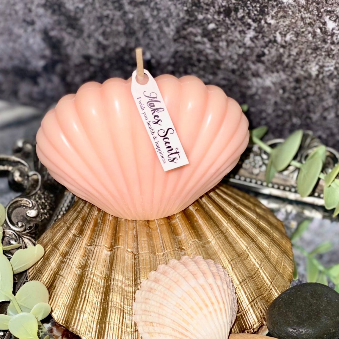 Shell Candle Sea Shell Candle Handmade Fragranced Candle Etsy