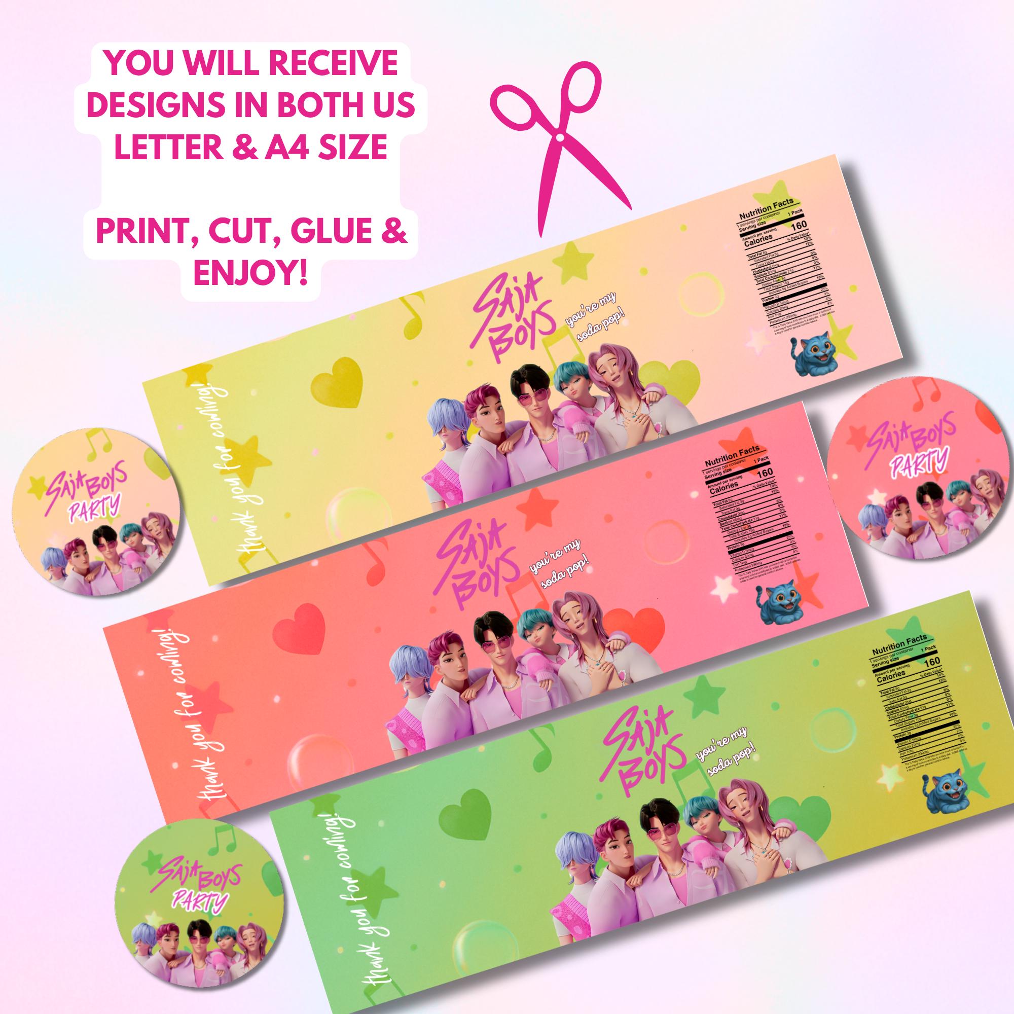 Kpop Demon Hunters Pringles Can Wrap, Printable Saja Boys Birthday