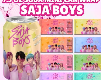 Editable Kpop Demon Hunters Soda Pop Label 7.5 Oz | Kpop Saja Boys