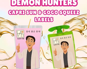 Dr. Han's Tonic Drink Wrapper | Kpop Demon Hunters Party Printable | GoGo SqueeZ & Caprisun Juice Label | Rumi's Medicine | Cosplay Huntrix