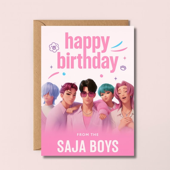K-pop Saja Boys Birthday Card Demon Hunters Anime Art Happy