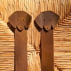 2 Adorable Dachshund Leather Bookmarks Perfect for Valentine&#39;s Easter Christmas Cookbook Chef Mother&#39;s Day Teacher Bible Thinking of You