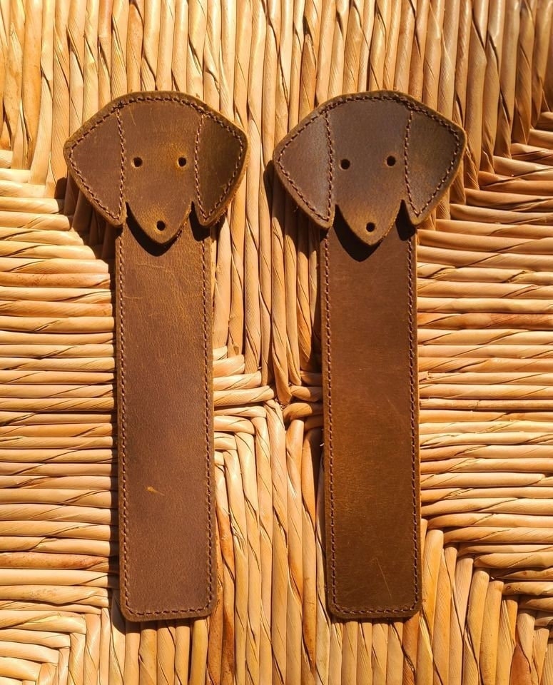 2 Adorable Dachshund Leather Bookmarks Perfect for Valentine's Easter Christmas Cookbook Chef Mother's Day Teacher Bible Thinking of You