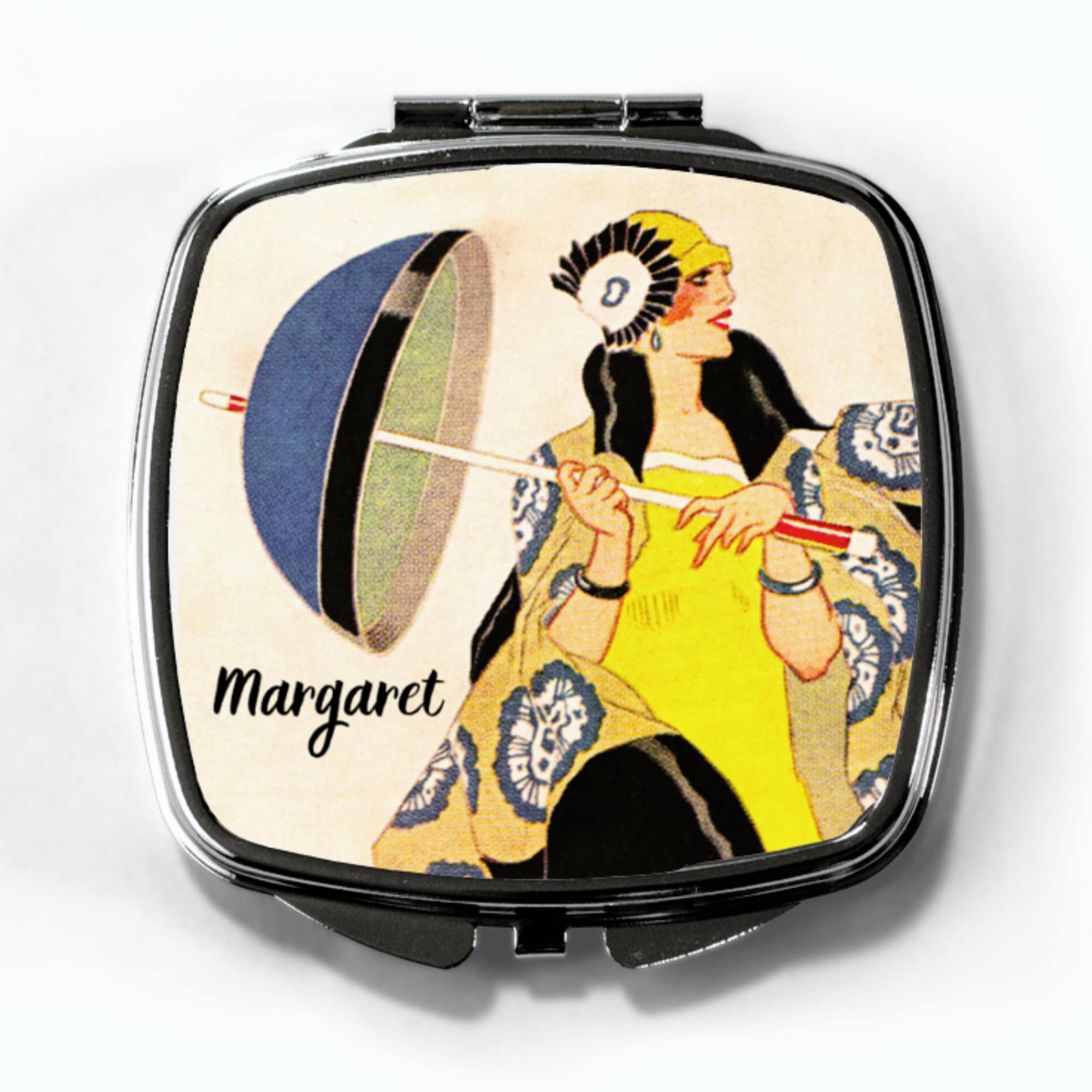 Personalisierter Taschenspiegel, Art-Deco-Taschenspiegel, Vintage Kunst Taschenspiegel, Vintage Taschenspiegel, Brautjungferngeschenk, Geschenk zur Selbstliebe