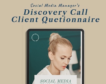 Plantilla de canva de redes sociales cliente descubrimiento llamada cuestionario marketing pequeña empresa descarga digital administrador editable descarga instantánea