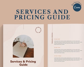 Pacote de preços de serviços para pequenas empresas de gerente de mídia social freelance, modelo de marketing moderno, download digital do pacote de cliente de guia canva